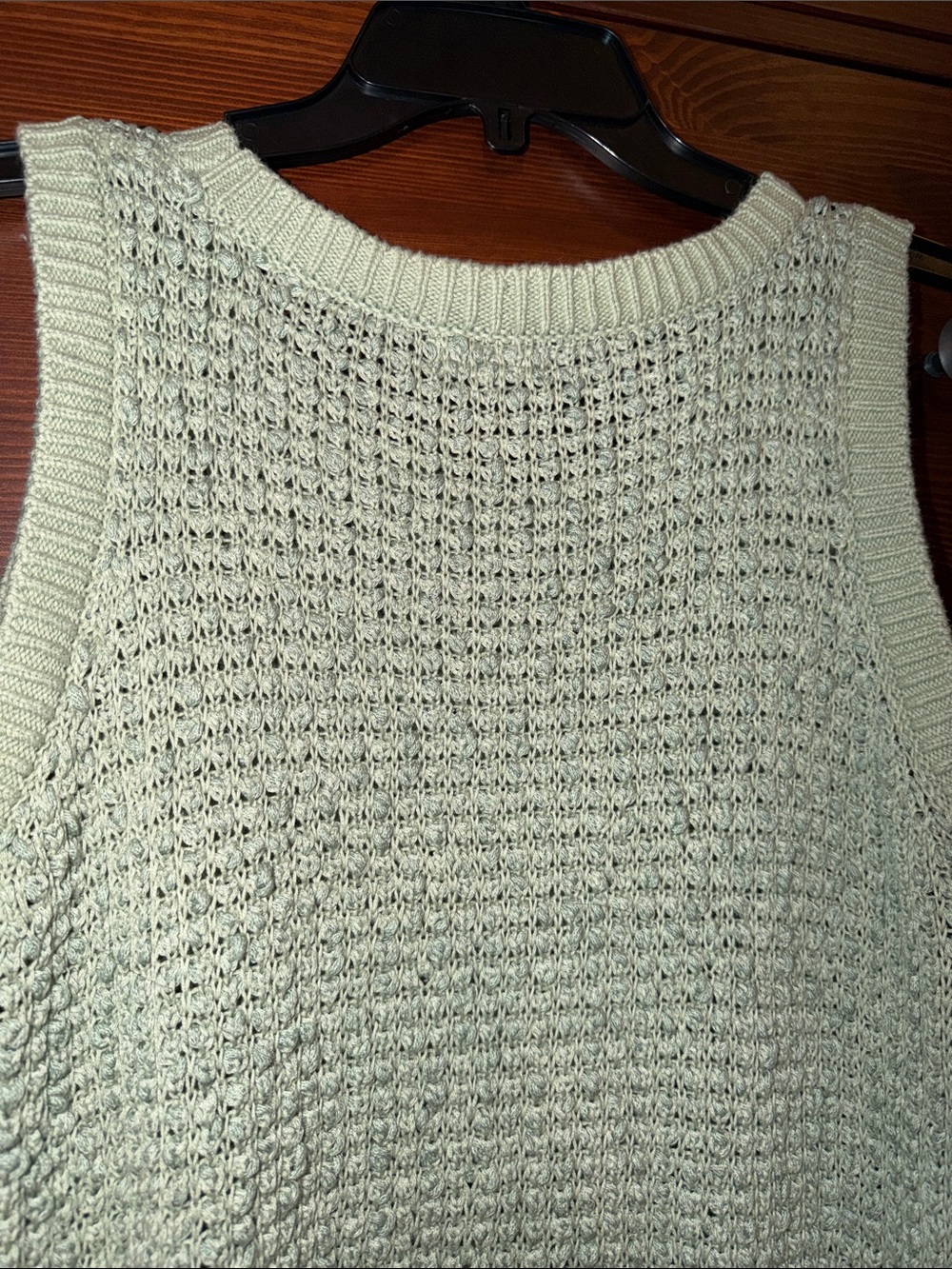 Easel Open Knit Boho Lace Up Sweater Tank | Large - Picture 5 of 5